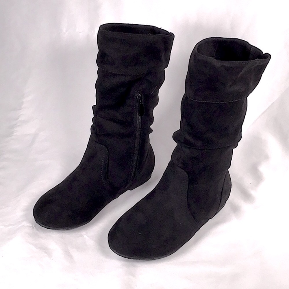 Dream Pairs Faux Suede Black Boots for Girls
